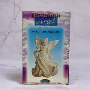 Young’s Vintage Guardian Angel Night Light White Gold Plug-In Large Figurine NEW